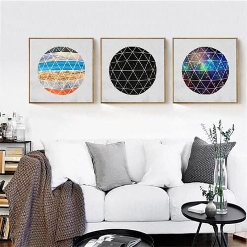 HAOCHU Earth Landscape Sky Ocean Soil Magma Canvas Painting Geometric Poster Unique Artwork Nordic Decor for Kids Room No Frame
