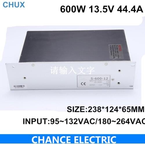13.5v power supply 600w 44.4A 110 or 220V to 13.5v for cnc led light (S-600W-13.5V) free shipping