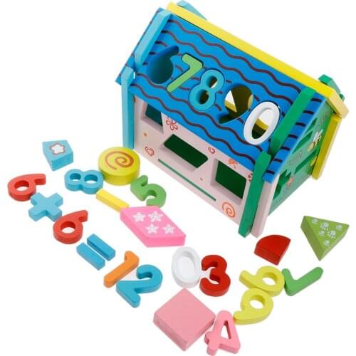 Classic Wooden House Shape Sorter Blocks for Kids Early Education Toy Gifts