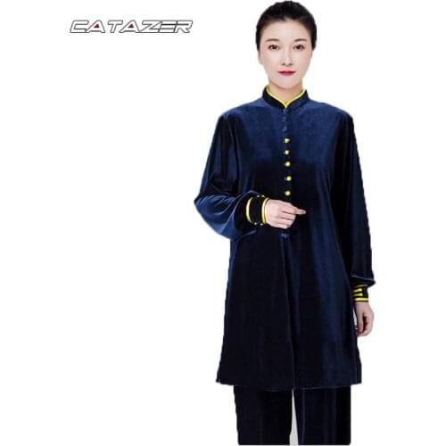 Martial Arts Suit Crane Embroidery Thick Velour Wing Chun Clothing Autumn Winter Tai Chi Clothing Velvet Kung Fu Uniform