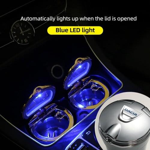 Creativity Color Logo For Dacia Duster Logan Sandero Lodgy Dokke Car Accessories Car Ashtray With Cover With Led Lighting
