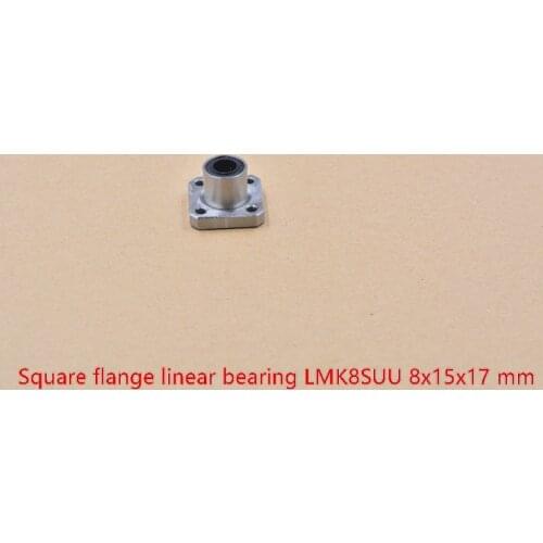Square flange linear bearing LMK8SUU 8mmx15mmx17mm square ball bush for rod axis cnc diy 1pcs