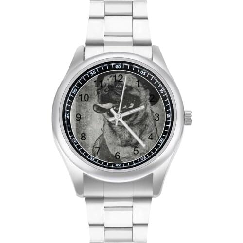 Pug Dog Quartz Watch Stainless Design Wrist Watch Ladies Gym Classic Promotion Wristwatch
