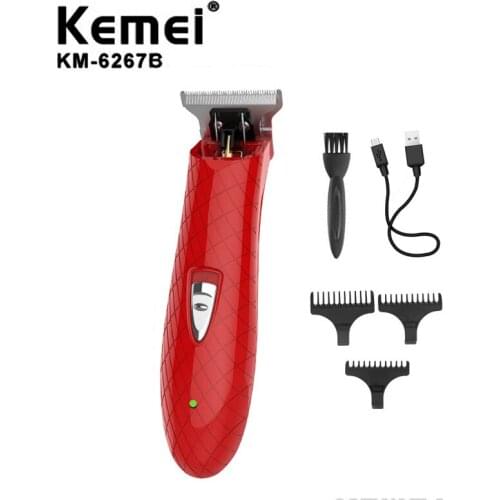 Kemei Hair Clipper Men Hollow L-Shaped Cutter Head Usb Rechargeable Electric Clippers Transparent Skeletons Body