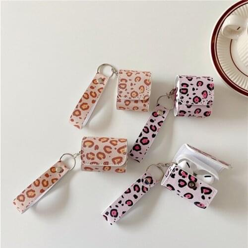 Cute Bear Leopard digital Leather case Lanyard soft Wireless Earphone Cover Headset Protective Wireless Stere for AirPod pro 3 2