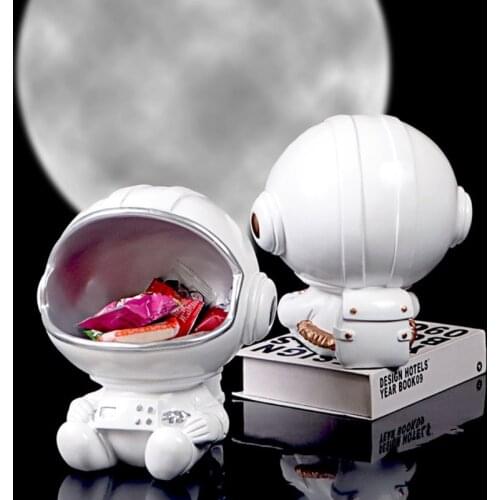 Cartoon Spaceman Key Storage Bowl Astronaut Model Crafts Resin Candy Dish Snack Jewelry Holder Cosmetic Container Children Gift