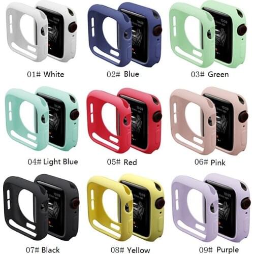 For Apple Series 6 SE 5 4 3 2 1 38MM 40MM 42MM 44MM Cute Candy Color Soft Silicone Watch Case Anti-fall Protective Cover