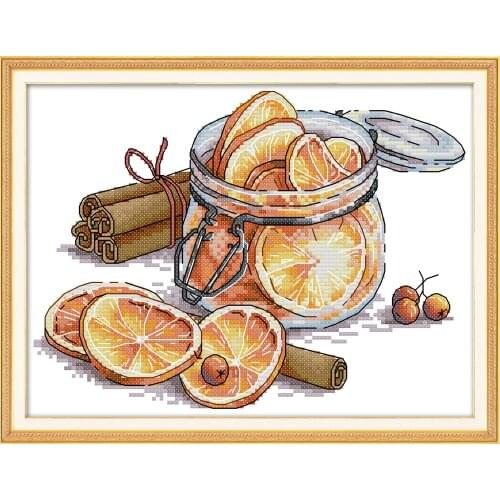 Lemon cross stitch kit aida 14ct 11ct count print canvas stitches embroidery DIY handmade