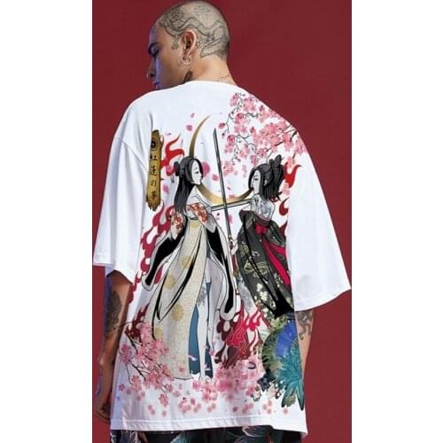 Japanese Harajuku Streetwear T-Shirt Asian Style Short Sleeve T Shirts Hip Hop Casual Cotton Men Oversize Anime Tshirt ZZ440