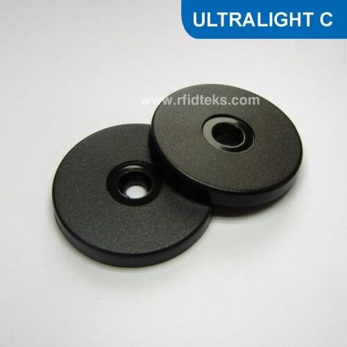 RT40 Dia: 40mm ABS RFID Token Tag, NFC Disc Tag 13.56MHZ 1536BITS R/W ISO14443A with Ultralight C Chip free shipping