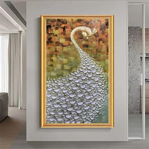 Modern living room decoration painting 100%hand-painted oil painting abstract knife painting swan peacock turkey canvas painting