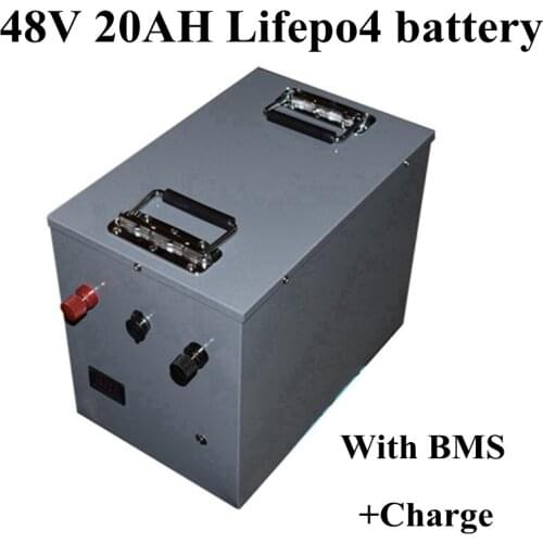 Steel case 48V 20Ah Lifepo4 lithium battery with BMS 16S for 2000w ebike Scooter Two Wheel tricycle + 58.4v 3A Charger