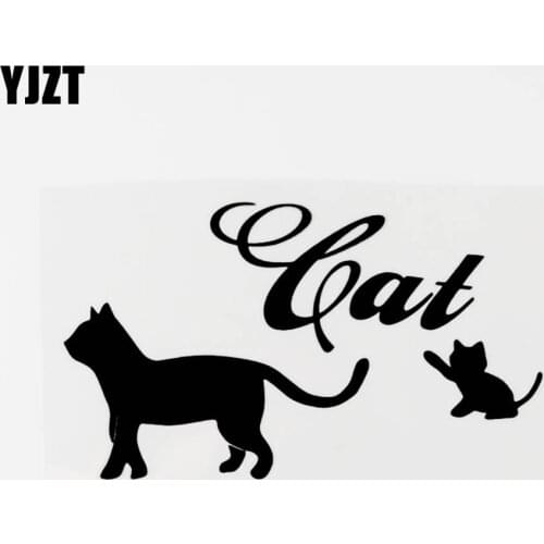 YJZT 14.5CM×8.3CM Creative Graphical Animal Cat Vinyl Car Window Sticker Decal Black/Silver 8C-0506