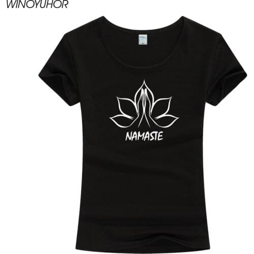 Buddha Namaste Hands Lotus Flower Print Women Tshirt Cotton Casual Funny T Shirt For Lady Girl Top Tee Hipster Tumblr T-Shirt