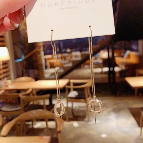 New fashion Korean temperament web celebrity long pendant fringed earrings female joker earrings