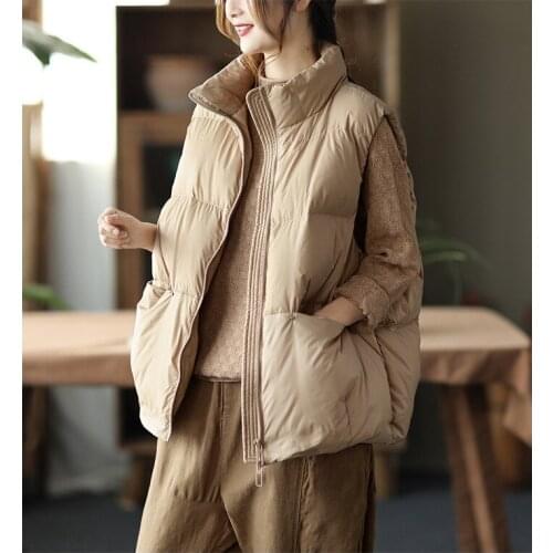 2021 Lightweight Down Jacket Vest Women Autumn Winter Korean Style Temperament Stand-up Collar Warm Down Vest
