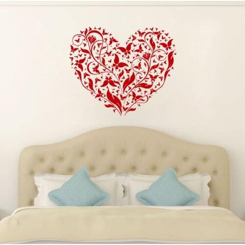 ZOOYOO Flowers And Butterflies Wall Sticker Heart Wall Decals Home Decor Removable Living Room Decoration Stickers For Bedroom