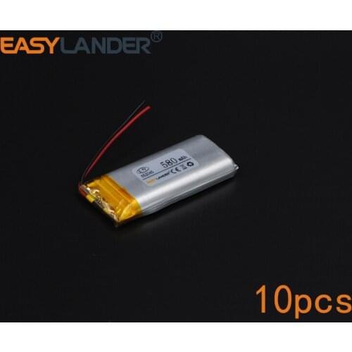 10pcs/Lot 3.7V 580mAh 652045 Rechargeable li Polymer Li-ion Battery For bluetooth headset mp3 speaker mouse recorder wristband