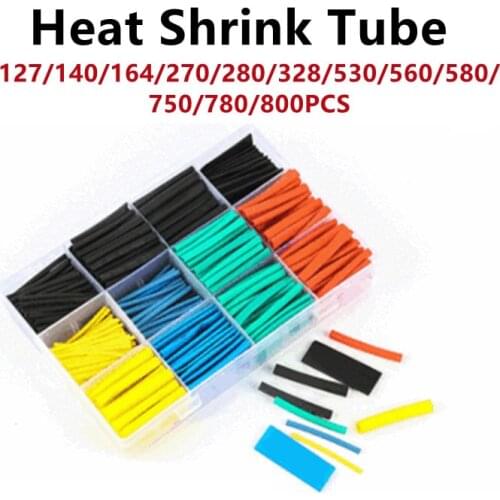 127/164/328/560/800Pcs Car Electrical Cable Tube kits Heat Shrink Tube Tubing Wrap Sleeve Assorted Mixed Color