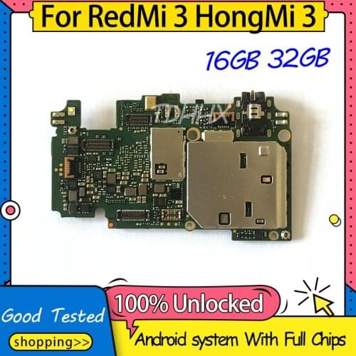 16GB 32GB For RedMi 3 HongMi 3 Motherboard,Disassemble Unlocked Mainboard For HongMi 3 RedMi 3 Logic Board With Full Chips