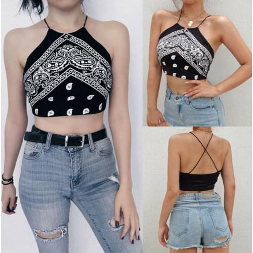 2020 Sexy Women Crop Top Summer Tank Tops Cropped Ladies Elastic Shirt Vest Camisole Halter Top