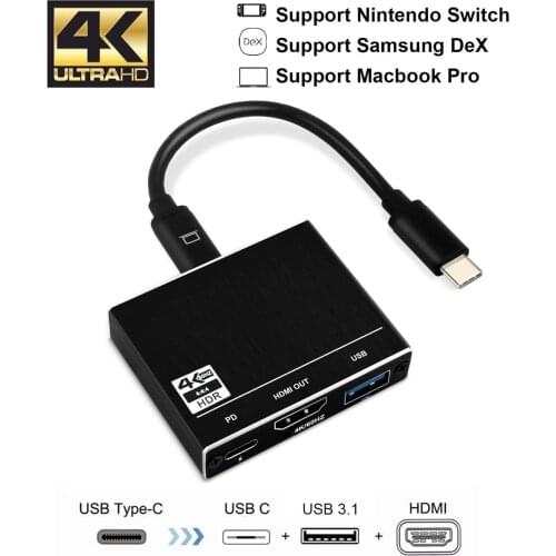 3-IN-1 Type C to USB C USB 3.1 HUB Adapter Thunderbolt 3 Type-C HDMI 2.0 4K 60Hz USB 100W PD Charging Port HUB For MacBook Pro