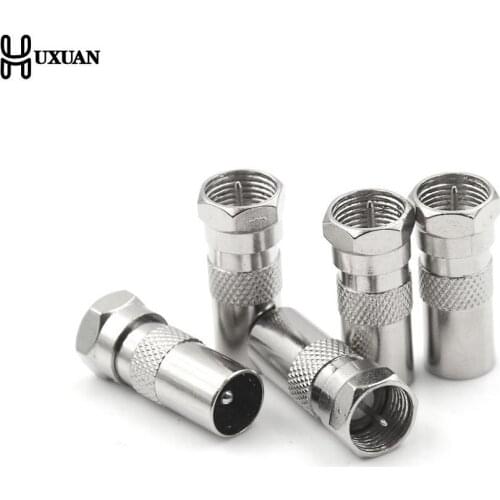 5PCS F Male Plug To IEC DVB-T TV PAL Male Straight Coaxial RF Adapter Connector Wholesale Plug Jack Connector Whosesale