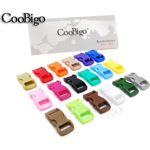50 pcs 3/8" Mix Color Shackle Contoured Curved Side Release Plastic Buckle for Paracord Bracelet