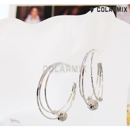 6 pairs Ball beads l hoop earrings big hoop+ earrings for women fashion jewelry accessories Trendy gift jewelry 51111
