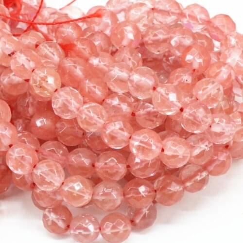 2 style pink watermelon quartz faceted/round crystal 4 6 8 10 12 14mm loose spacer beads for women jewelry making 15inch B487