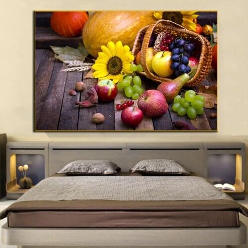 Modern Fresh Fruit and Vegetable Canvas Painting Poster Print Scandinavia Art Wall Picture Cuadros Kitchen Restaurant Home Decor