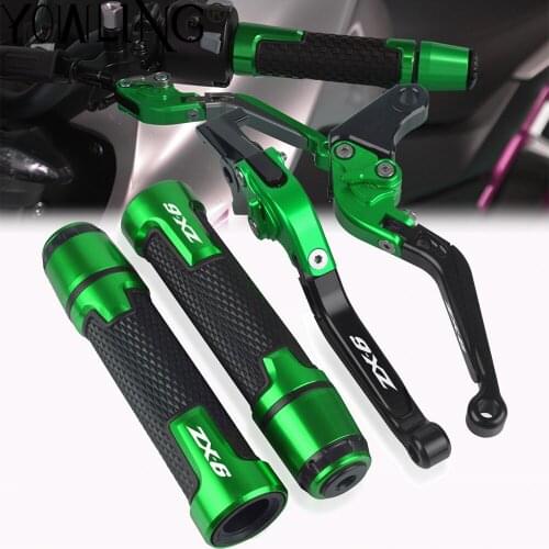 For Kawasaki ZX6R ZX636R ZX6RR 2000 2001 2002 2003 2004 Motorcycle Accessories CNC Brake Clutch Levers Handlebar Hand Grips Ends