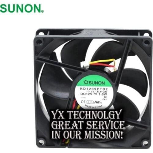 For SUNON New KD1209PTB2 92mm 9225 12V 1.6W mute durable chassis cooling fan speed 92*92*25mm