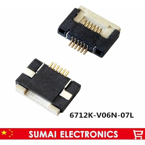 FPC/FFC Flip-open type cable socket 6P 0.5mm for LCD screen. H=2.0mm 6712K-V06N-07L,6 Pin Gold-plated