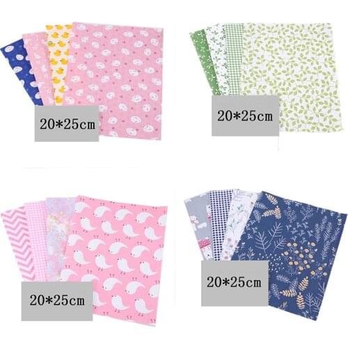 20x25CM DIY Cotton Floral Print Patchwork Sewing Mixed Color 4 Sheets Handmade Gift Accessories Home Supplies Cloth Material