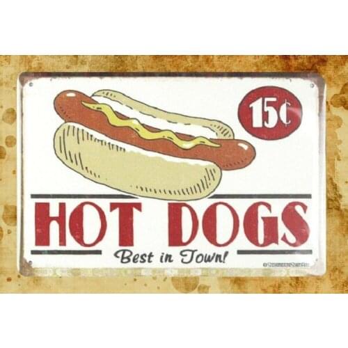 Hot Dogs best in town tin metal sign decorative items for bedroom