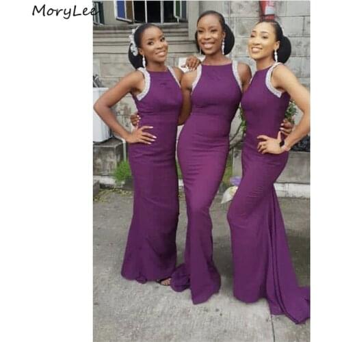 Crystal Bridesmaid Dresses Scoop Sleeveless Spandex Satin Mermaid Crystal Bridesmaid Dresses Wedding Party Bridesmaid Gowns