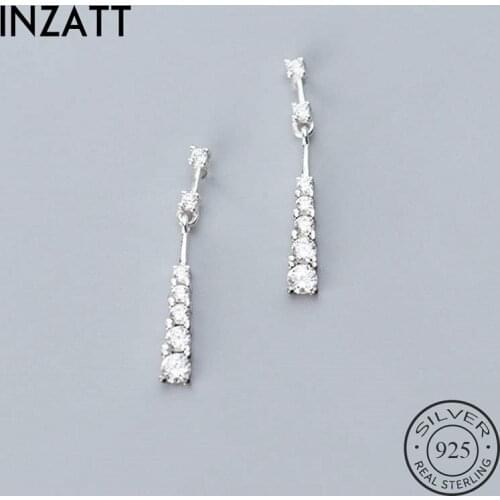 INZATT Real 925 Sterling Silver Minimalist Zircon Stud Earring For fashion Women Birthday part Cute Fine Jewelry Accessories