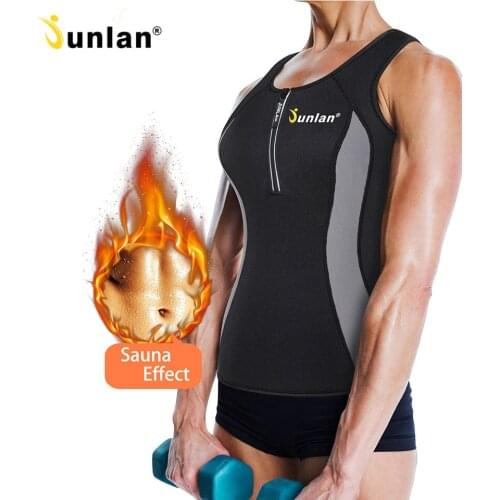Junlan Women Bodysuit Sauna Vest Neoprene Tummy Control Waist Trainer Hot Shapewear Tops Corset Corrective Modeling Strap Shaper