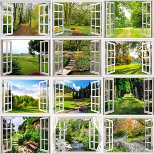 CHENISTORY 60x75cm Frame Painting By Number For Adults Window Scenery Acrylic Paint On Canvas Coloring By Numbers For Home