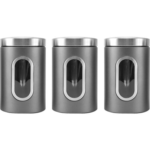 3Pcs Kitchen Canisters,Kitchen Accessories for Food with Airtight Lid and Transparent Window, Storage Jar for Coffee