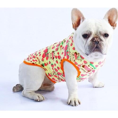Cool Summer Dog Vest for Small Medium Dogs Kawaii Strawberry Dog Clothes Bichon Tshirt Breathable Cotton Pets Puppy Clothing