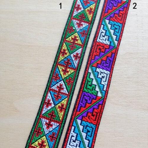 2cm 20mm 7/8 Green Blue Purple Fine Grid Zigzag Folk Trim Handmade Lace Bedding Costume Curtain National Jacquard Ribbon Webbing