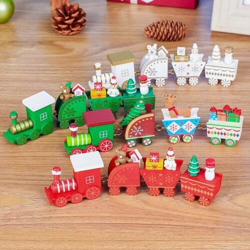 Mini Christmas Decorations Funny Wood Train Set Train Model Desktop Ornaments Baby Montessori Toys Cartoon Ornament Toys игрушки