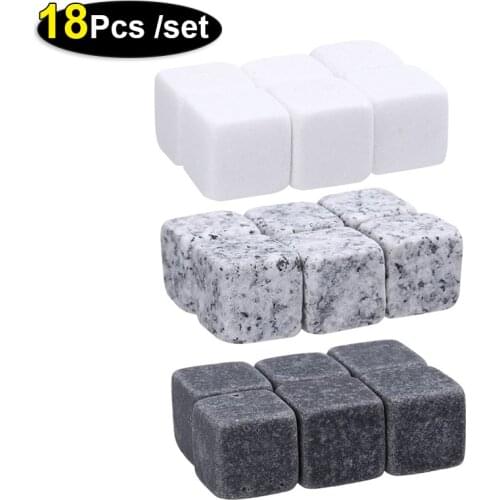 18pcs Whiskey Stones Reusable Wine Cooler Portable Whisky Ice Stone Whisky Natural Rocks Bar Wine Tools Party Wedding Gift Set