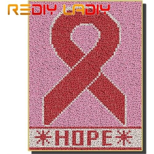 Latch Hook Rug Kits Crocheting Carpet Rug Pink Hope Acrylic Yarn Pre-Printed Canvas Cushion Mat Crochet Tapestry Hobby & Crafts