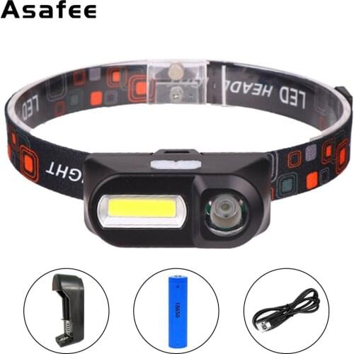 Outdoor camping Headlamp Work Light Portable mini COB LED Headlamp Use 18650 USB charging Fishing headlights flashlight