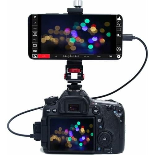 Android phone connect to DSLR camera as monitor viewfinder supports Canon Nikon metal holder mount clamp clip