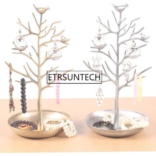 10pcs Jewelry Display Stand Rack Tree Bird Stand Iron Necklace Earring Holder Bracelet Fashion Organizer 4 Colors