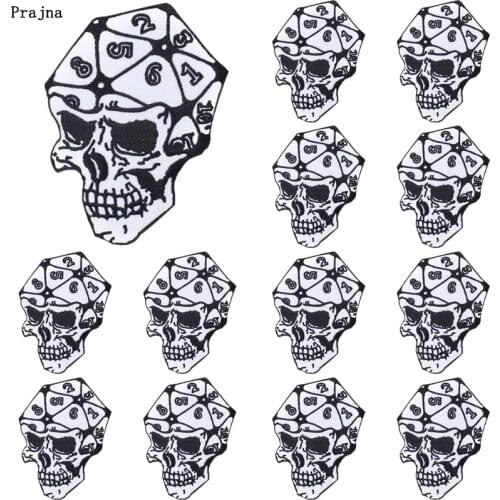Prajna 10 PCS Wholesale Iron On Patches Punk Skull Skeleton Patches On Clothes Iron On Embroiderd Patches For Clothing Stickers